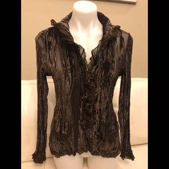 Alison Sheri Chocolate Velour Blouse - Picture 3 of 7